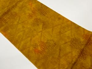 纐纈菱に流水・草花模様全通袋帯